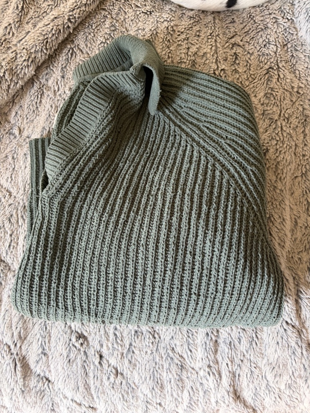 aerie Ribbed V-Neck Collared Sweater in Sage